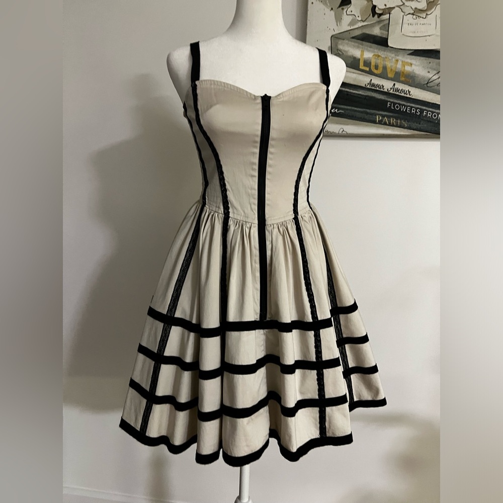 Elegant Black and Cream Dress